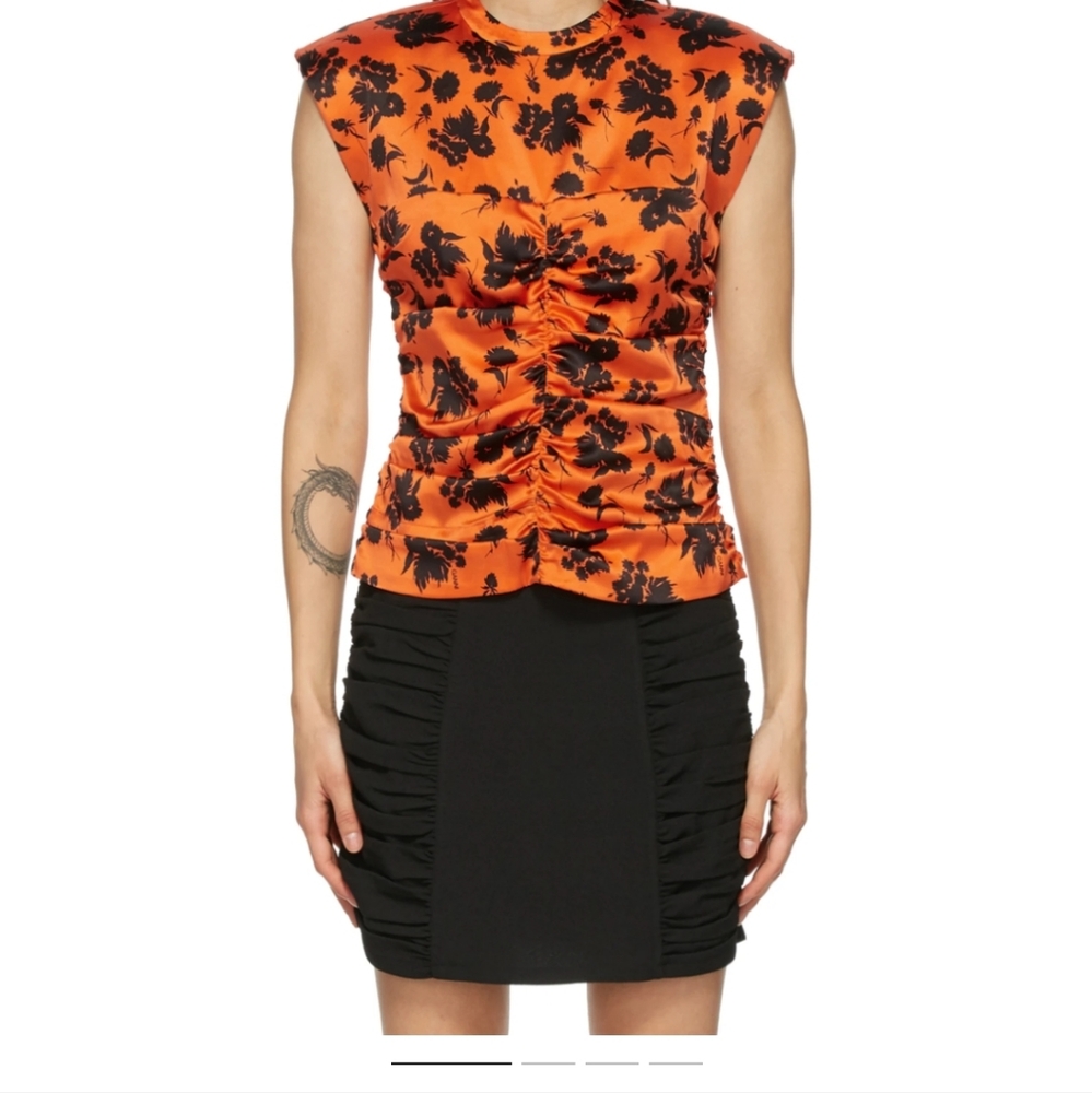 Ganni Orange Silk Top